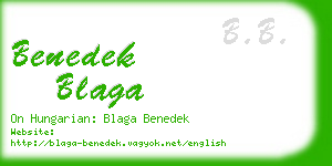 benedek blaga business card